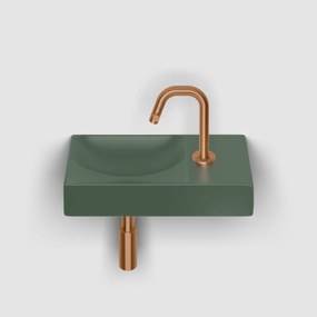 Clou Vale keramische fontein 38cm met kraangat rechts groen mat