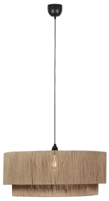 Japandi hanglamp zwart met bruin touw 60cm - SmillaJapandi E27 Scandinavisch rond Binnenverlichting Lamp