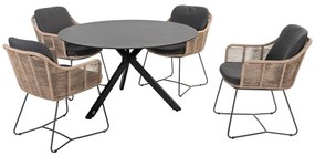 Taste by 4 Seasons Belmond tuinset naturel met Locarno tafel HPL blad Ø 130 cm SALE      beige weerbestendig