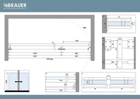 Brauer Void profielloze nisdeur 200cm met draaideur 70cm aan glas chroom
