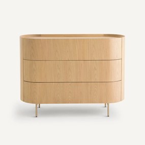 Ladekast in massief eikenhout en eikenfineer, 3 lades Aslen