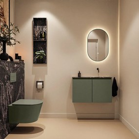 Mondiaz Ture DLux toiletmeubel 80cm army met wastafel lava rechts zonder kraangat