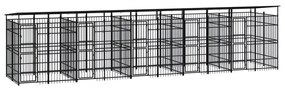 vidaXL Hondenkennel met dak 18,43 m² staal
