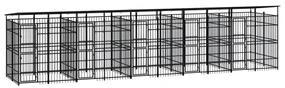 vidaXL Hondenkennel met dak 18,43 m² staal
