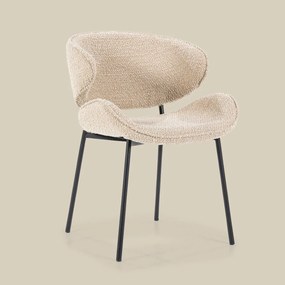 Eleonora Tess Boucle Eetkamerstoel Ronde Rug Zandkleur
