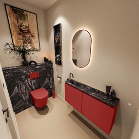 Mondiaz Ture DLux toiletmeubel 100cm fire met wastafel lava links met kraangat