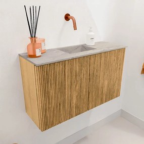 Mondiaz Joya DLux 70cm toiletmeubel oak met wastafel faye midden zonder kraangat glace