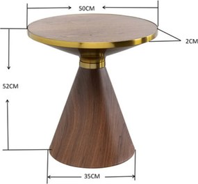 Kare Design Cono Ronde Bijzettafel Walnoot - 50 X 50cm.