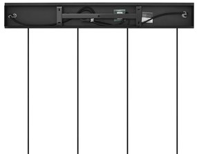 Art Deco hanglamp zwart met smoke glas langwerpig 4-lichts - Vidro