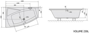 Polysan Evia asymmetrisch bad links 160x100x47cm