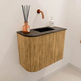 Mondiaz Joya DLux 50cm toiletmeubel ronding links oak met wastafel faye rechts zonder kraangat lava