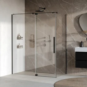 Brauer Stellar douchecabine met draaideur 160x90cm zwart mat