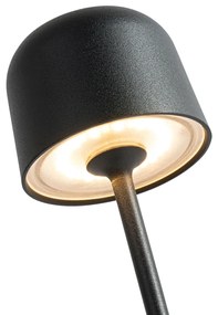 Buitenlamp met dimmer LED Set van 9 tafellamp met dimmeren mushroom zwart incl. laadstation - Raika Modern IP65 Buitenverlichting Lamp