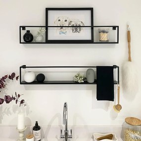 Set van 2 metalen wandplanken L50 cm, Miva