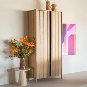 Hoge Wandkast Eikenhout Naturel - 102x47x210cm.
