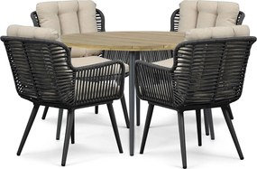 Tuinset Ronde Tuintafel 4 personen 130 cm Rope Grijs  Coco Custa/Montana