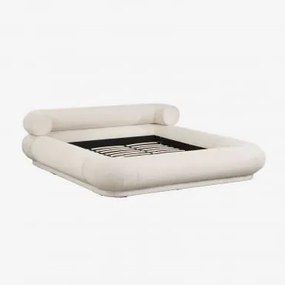 Bernaste Bouclé Stoffen Bed 180 X 200 Cm & Bouclé Wit - Sklum
