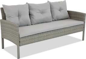 Driezitsbank van kunststof rotan Bari Garden Point lichtgrijs