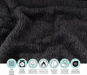 Teddy Fleece Deken - Ultrazacht - 130x170 - antraciet