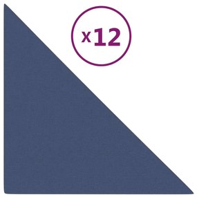 vidaXL Wandpanelen 12 st 1,08 m² 30x30 cm stof blauw