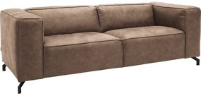 Goossens Bank Calvin bruin, micro leer, 3-zits, modern design