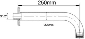 Mueller Round uitloop chroom 25cm 1/2''