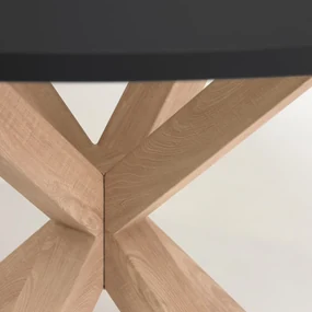 Kave Home Full Argo Ronde Eettafel Modern Zwart Met Eiken - 120 X 120cm.