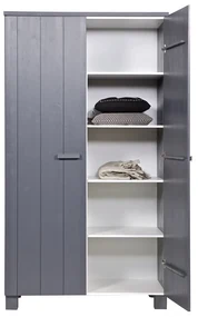 Woood Dennis Kledingkast Van Donkergrijs Grenen - 111x55x202cm.