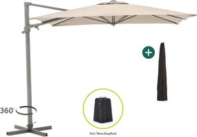 Parasol Shadowline Francisco | Inclusief hoes | Vierkant | 260x260cm | Met draaihendel | Grijs/Antraciet | Kees Smit Tuinmeubelen