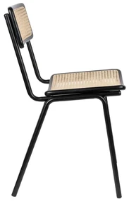 Zuiver Jort Retro Stoel Met Rotan Zwart