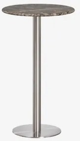 Ronde Hoge Bartafel Ø60 Cm In Natuurlijk Steen Xiren Bruin Marmer Emperador & Geborsteld Grijs - Sklum