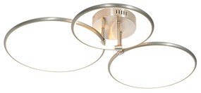 Plafondlamp staal incl. LED 3-staps dimbaar 3-lichts - Joaniqa Modern rond Binnenverlichting Lamp