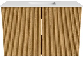 Mondiaz Joya 60cm toiletmeubel oak met wastafel faye midden zonder kraangat talc