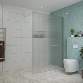 Fortifura Galeria inloopdouche - 140x200cm - ribbelglas - wandarm - Geborsteld RVS PVD (RVS) SW797954/SW797908