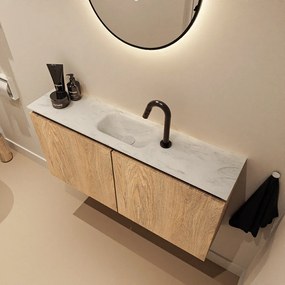 Mondiaz Ture DLux toiletmeubel 100cm washed oak met wastafel opalo midden met kraangat