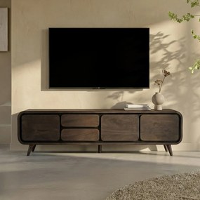 Donkerbruin Tv-meubel Mangohout 200cm - 200x40x55cm.