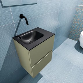 Mondiaz Ada 40cm toiletmeubel army met wastafel urban links zonder kraangat