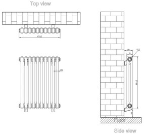 Eastbrook Rivassa 2 koloms radiator 45x60cm staal 630W zwart mat