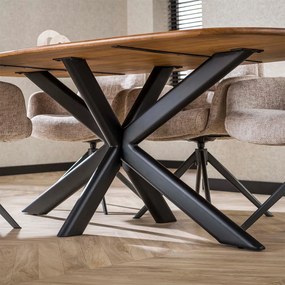 Ovale Eettafel Mangohout Zandkleur 215 Cm - 215 X 105cm.