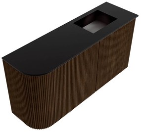Mondiaz Joya 80cm toiletmeubel ronding links walnut met wastafel faye rechts zonder kraangat urban