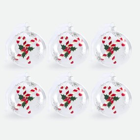 Set van 6 glazen kerstballen, CASPAR
