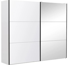 Goossens Kledingkast Easy Storage Sdk, 253 cm breed, 220 cm hoog, 1x 3 paneel glas schuifdeur li en 1x 3 paneel spiegel schuifdeur re
