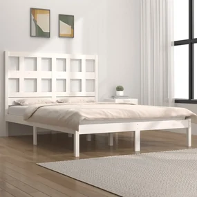 vidaXL Bedframe massief grenenhout wit 140x190 cm