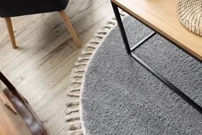 Tapijt BERBER 9000 ROND grijskleuring helder ,rand ,  Barber , marokkaanse shaggy