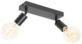 Moderne Spot / Opbouwspot / Plafondspot zwart rechthoekig 2-lichts - Facil Modern E27 Binnenverlichting Lamp
