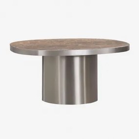 Fertrix Salontafel Van Natuursteen En Roestvrij Staal Bruin Marmer Emperador - Sklum