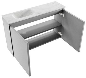 Mondiaz Ture DLux toiletmeubel 80cm plata met wastafel opalo links met kraangat