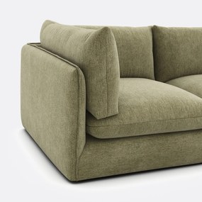 Modulaire 3-zitsbank met poef, gemêleerd polyester, Malo