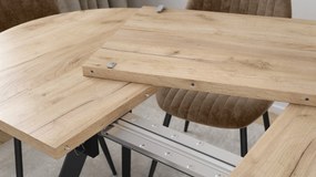 Mazzoni ALMO Craft Eiken Goud / zwarte poten - OVALE UITSCHUIFTAFEL 120-220 cm VOOR 10-12 PERSONEN