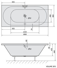 Polysan Viva B ligbad 185x80x47cm wit